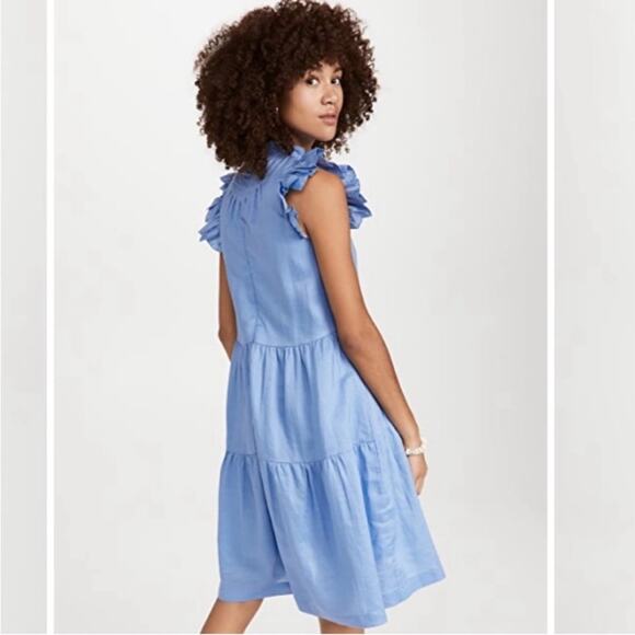 Sea Tiered Waverly Flutter Sleeves Ruffle Trim Carolina Blue Dress Size 8 - Picture 3 of 16